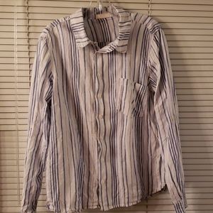 CPSHADES womens striped linen shirt sz Large